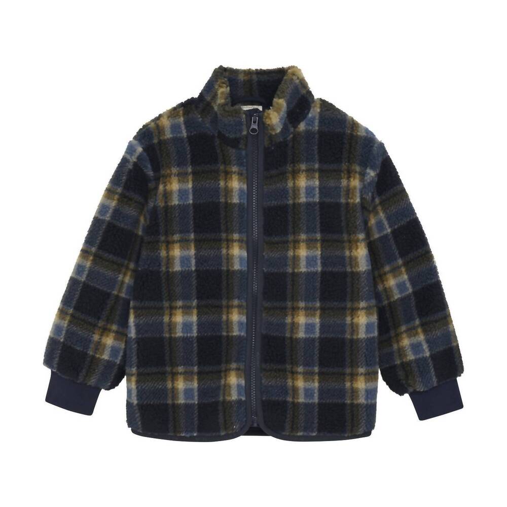 NEW MINYMO boy's teddy jacket in parisian night plaid